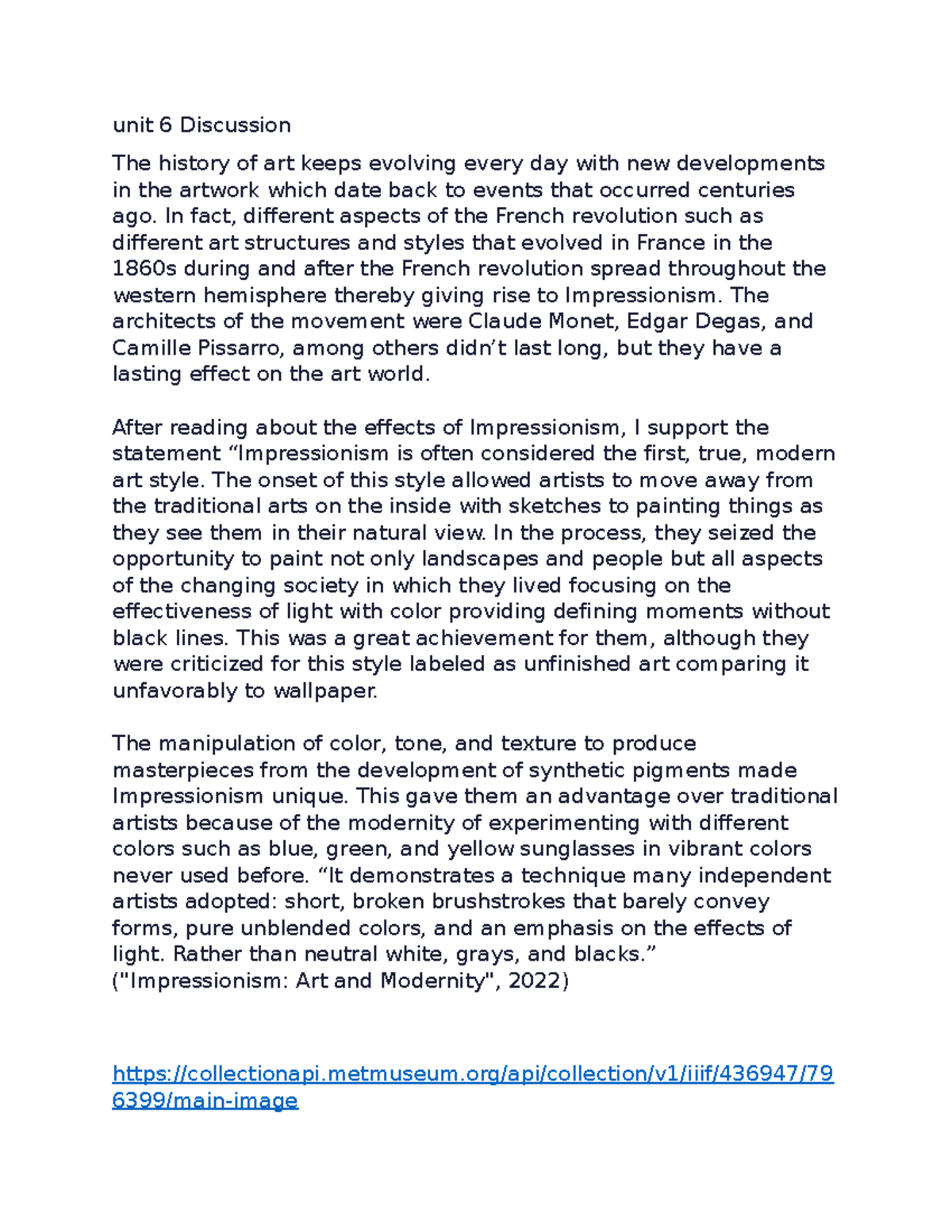 AHIST 1401 UNIT 5 learning journal - unit 6 Discussion The history of ...