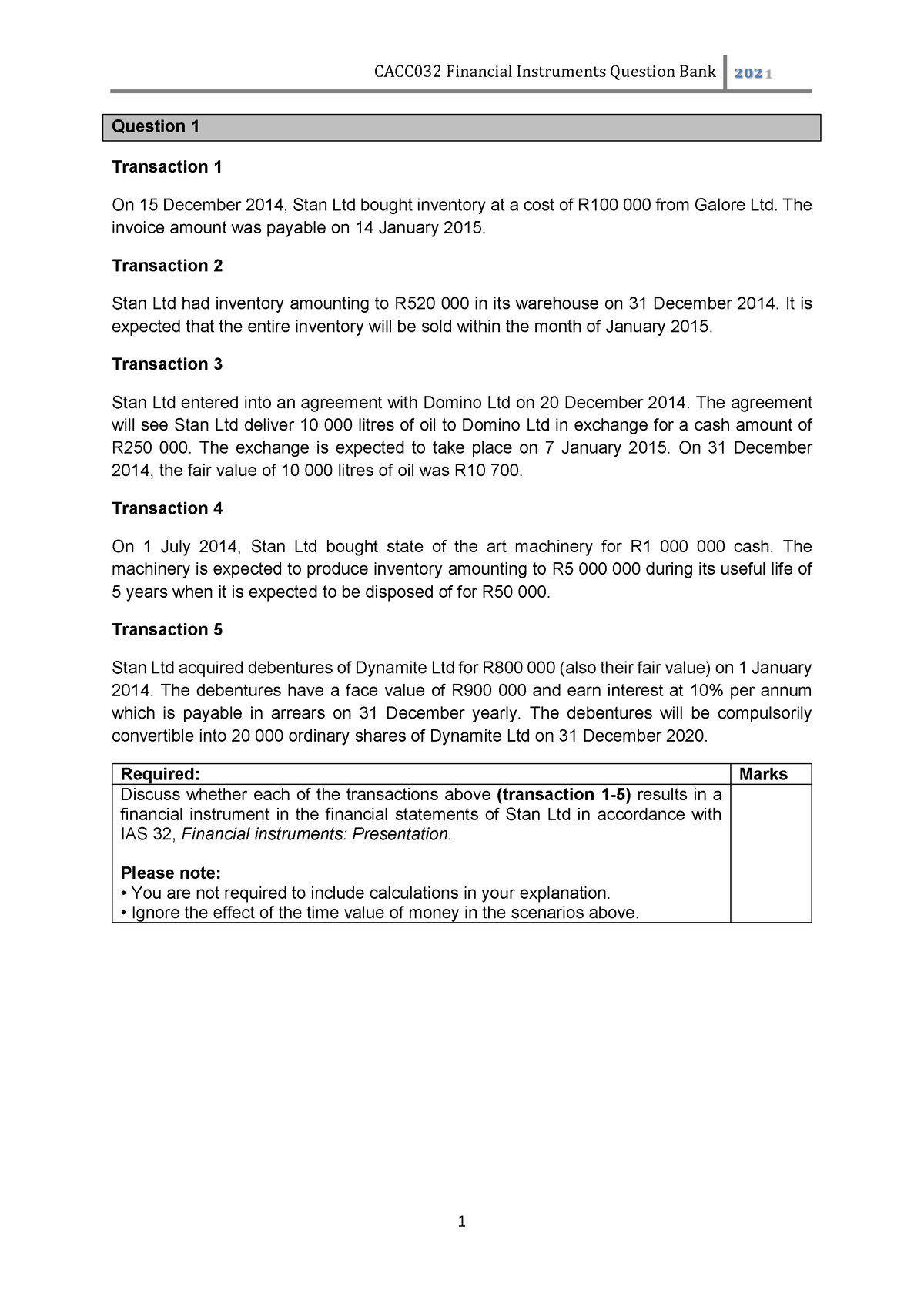 03.Module 1 IAS 32 & IFRS 9 (QB) - CACC032 Financial Instruments ...