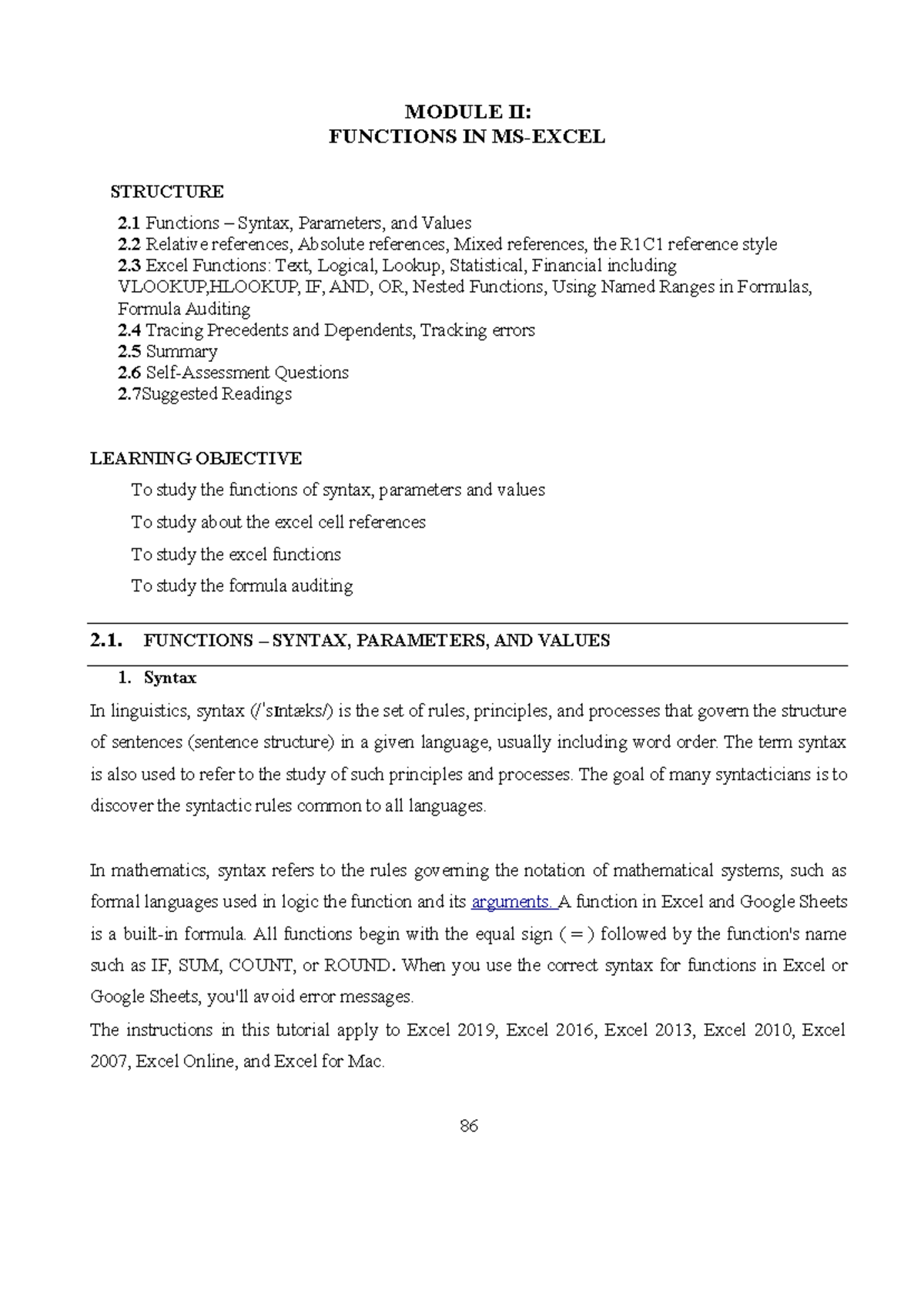 functions-of-ms-excel-dr-krishnaswamy-module-ii-functions-in-ms