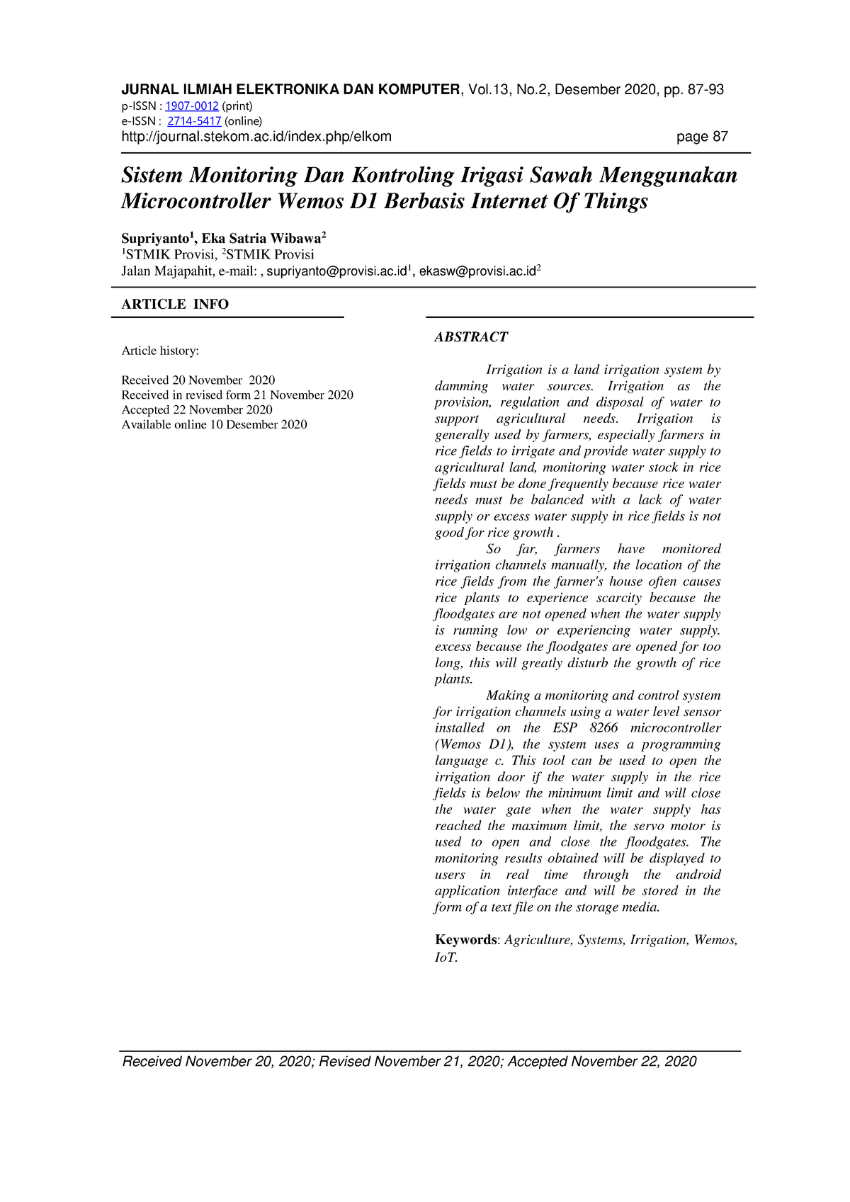 266-Article Text-565-1-10-202012 10 - JURNAL ILMIAH ELEKTRONIKA DAN ...