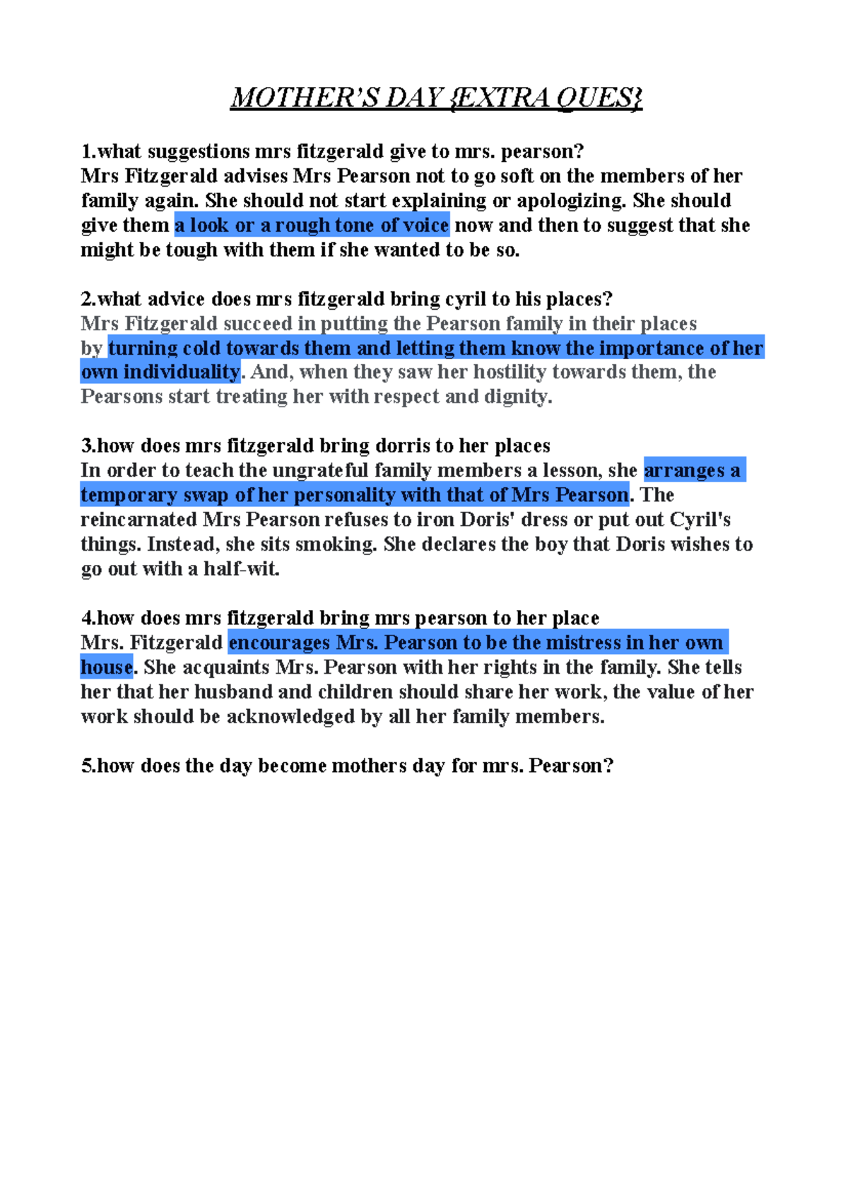 Mothers DAY MOTHER’S DAY {EXTRA QUES} 1 suggestions mrs fitzgerald