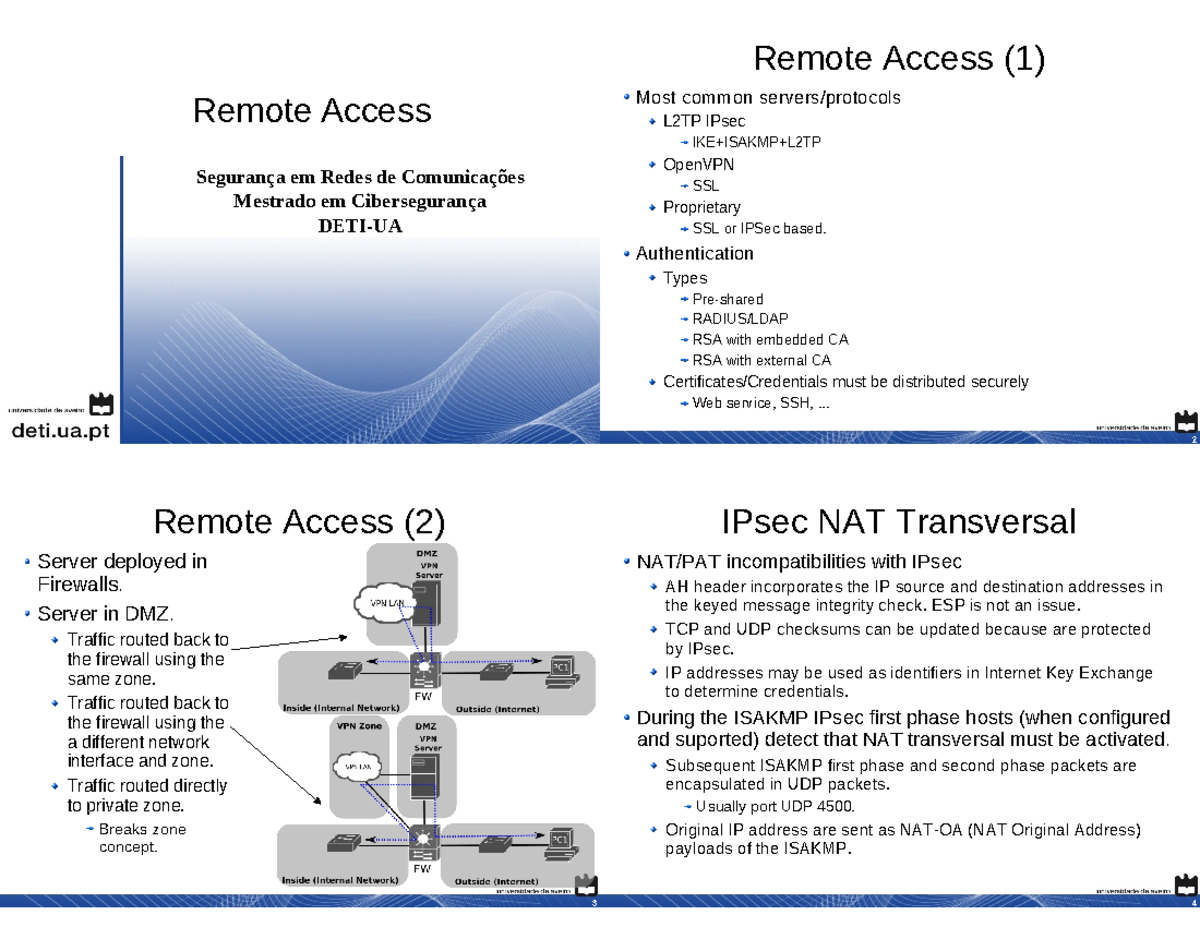 6 - Remote Access - Remote Access Segurança em Redes de Comunicações ...