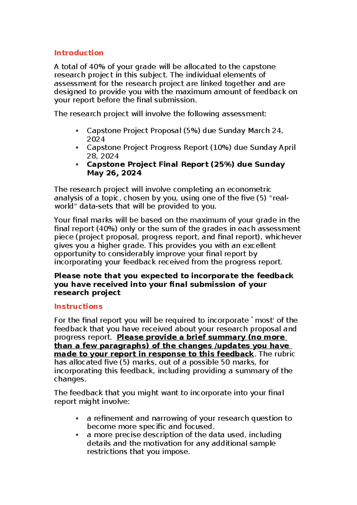 BE final assignment - Introduction A total of 40% of your grade will be ...