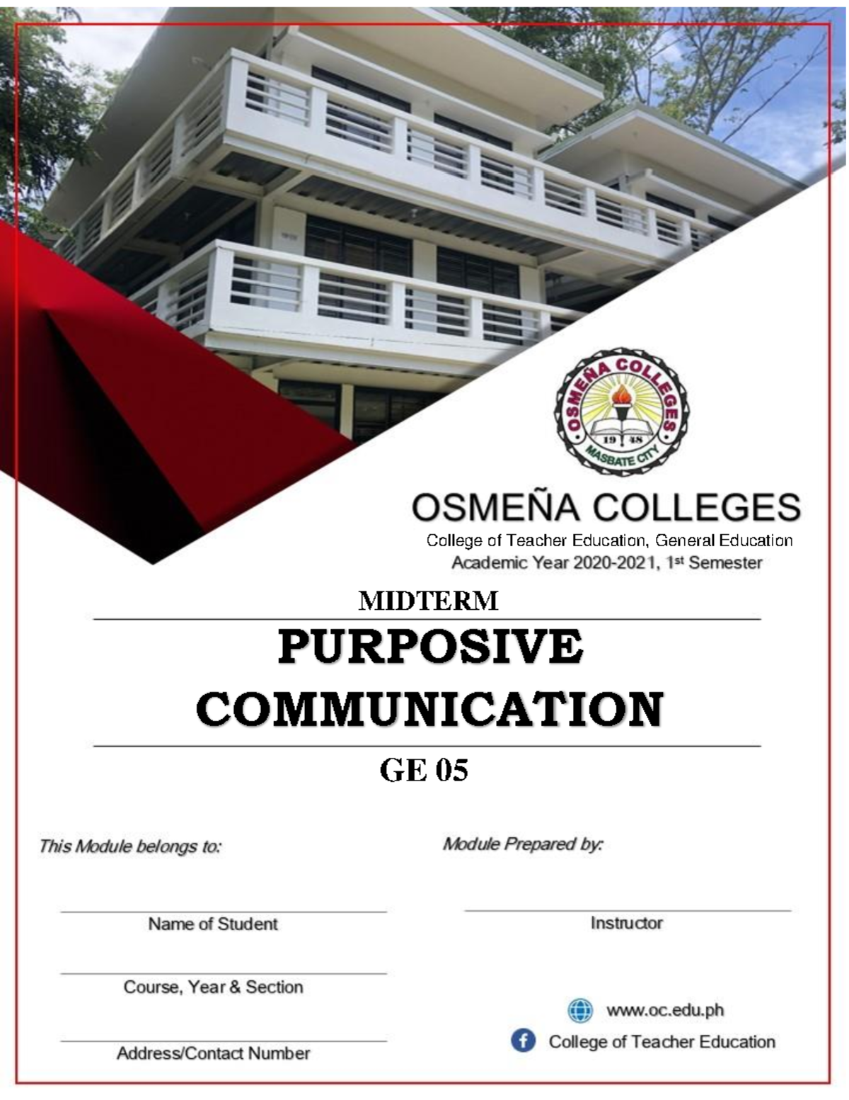 Midterm- Purposive- Communication - OSMEÑA COLLEGES College of Teacher ...