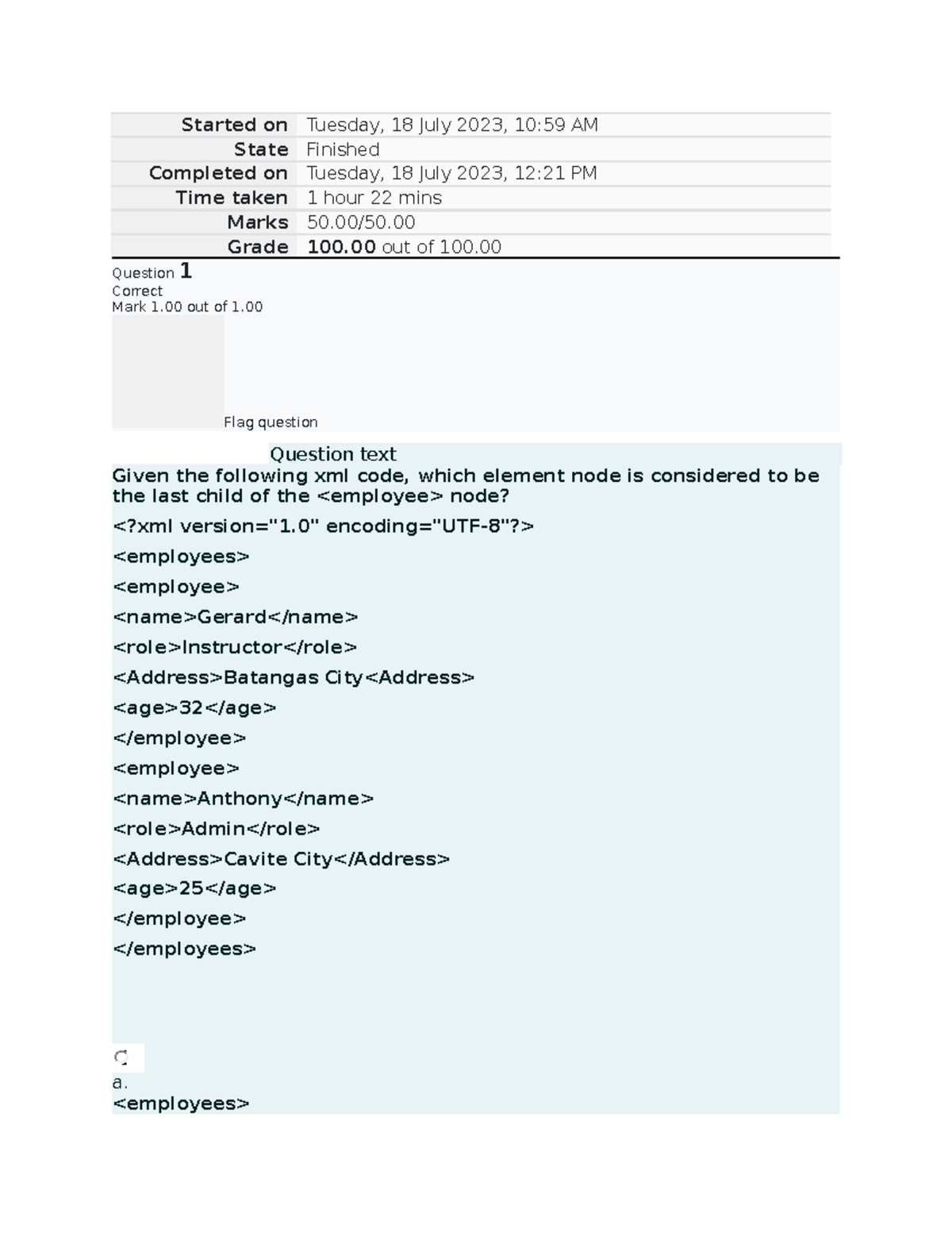 Xml Based Web Applications Midterm Exam Started On Tuesday 18 July 2023 10 59 Am State Xml Based Web Applications Midterm Exam Started On Tuesday 18 July 2023 10 59 Am State