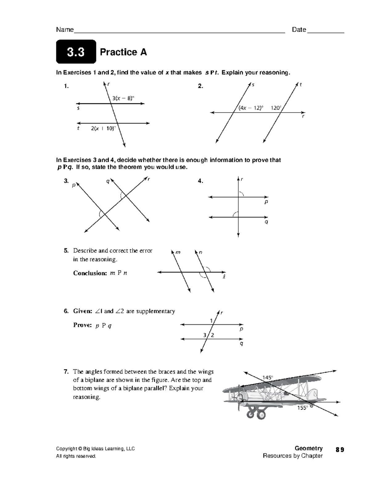 Geometry Questions and Solutions - Copyright © Big Ideas Learning, LLC ...