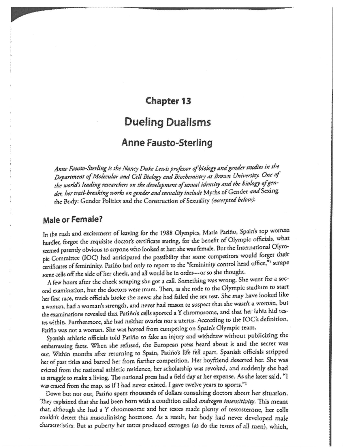 101 Fausto-Sterling, Dualing Dualisms - GSWS 101 - Studocu