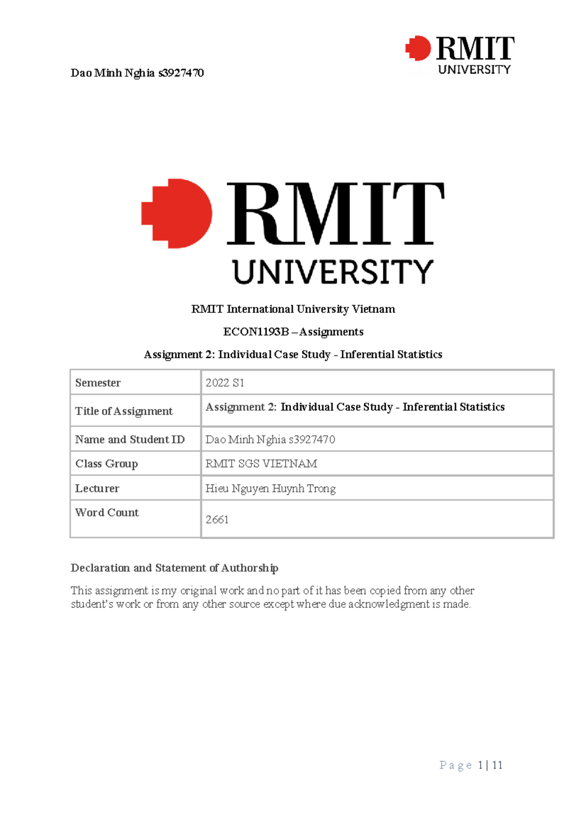 S3927470-Dao Minh Nghia-ASM2 - RMIT International University Vietnam ...