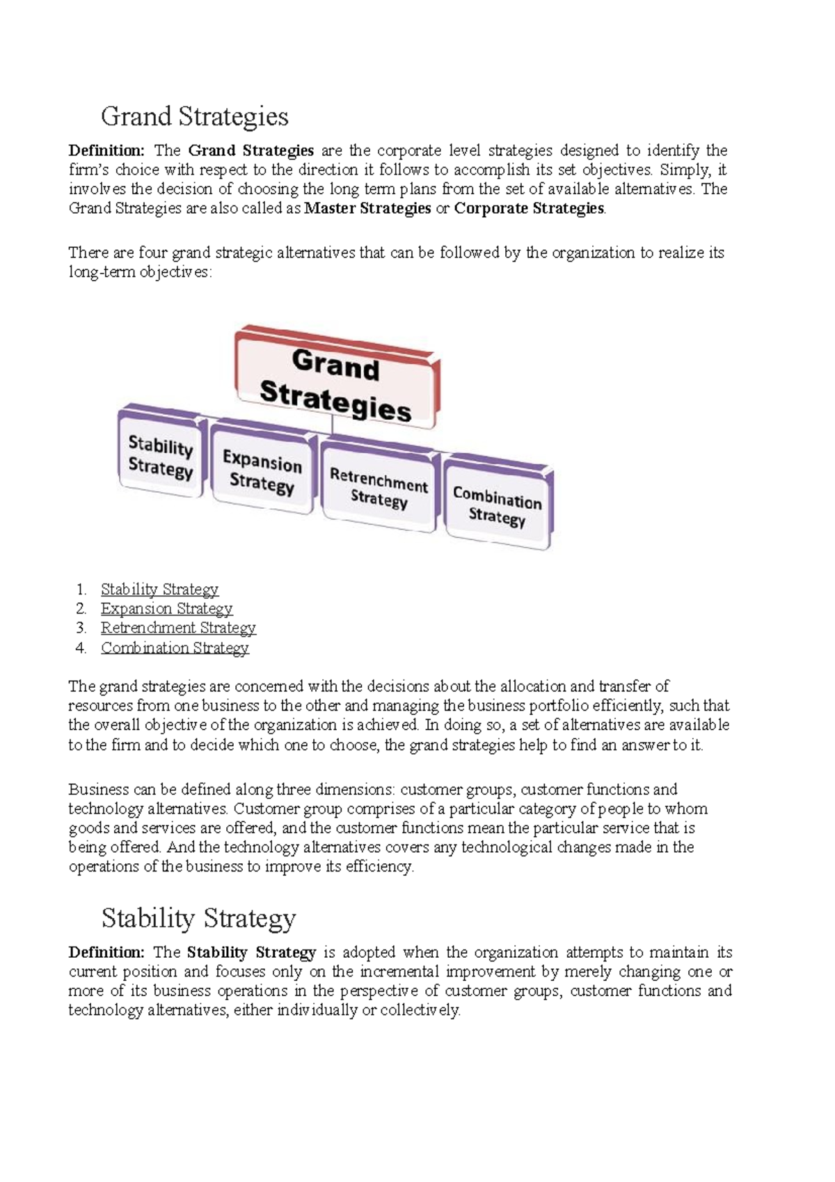 Grand Strategies Simply It Involves The Decision Of Choosing The 