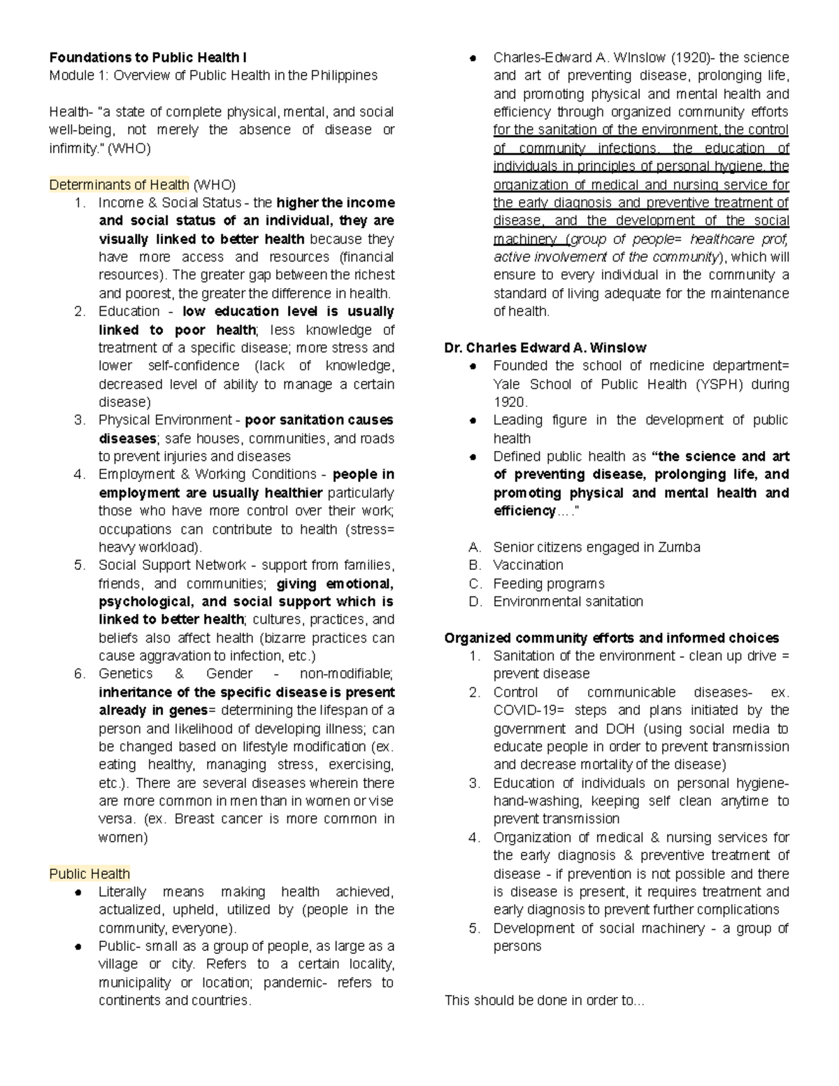 Foundations to Public Health I - Foundations to Public Health I Module ...