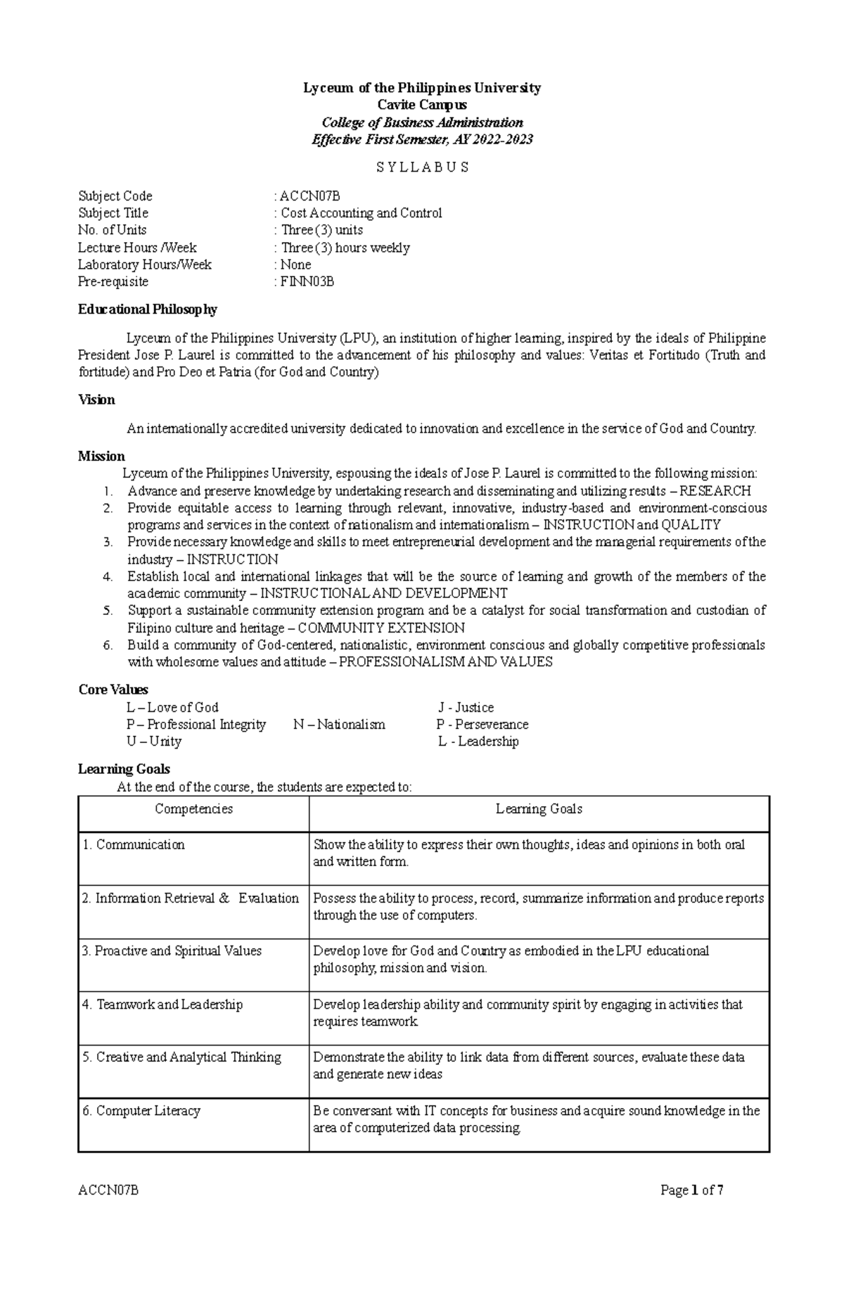 ACCN07B - Cost Accounting and Control copy - Lyceum of the Philippines ...