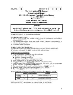 CFDM Worksheet S2 2023 - Practice materials - Finance Students ...