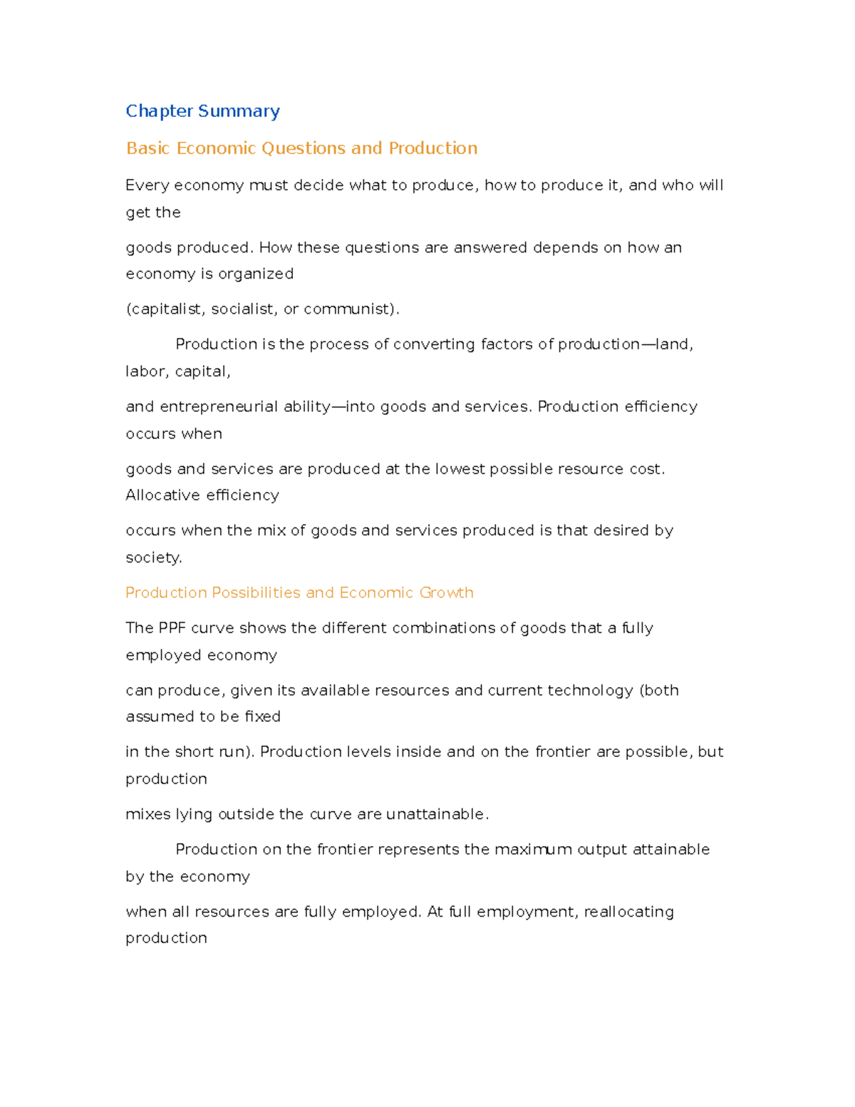 Chapter 2 Summary - Macroeconomics: Principles For A Changing World ...