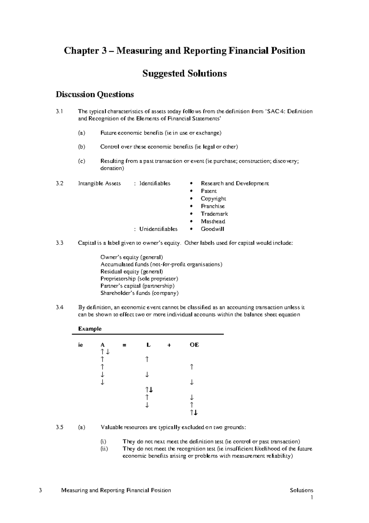 Chapter 3 – Measuring and Reporting Financial Position: Solutions ...