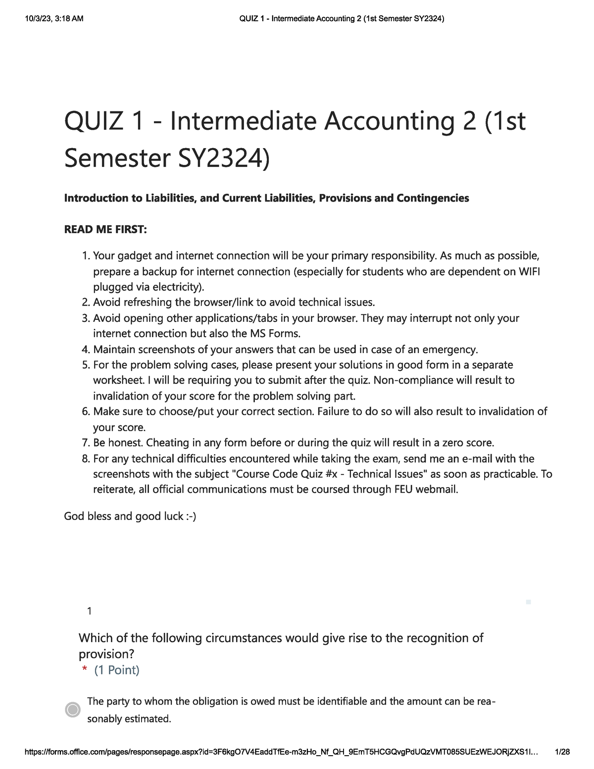 Intacc 2 - Practice Materials-quiz - Intermediate Accounting 2 - Studocu