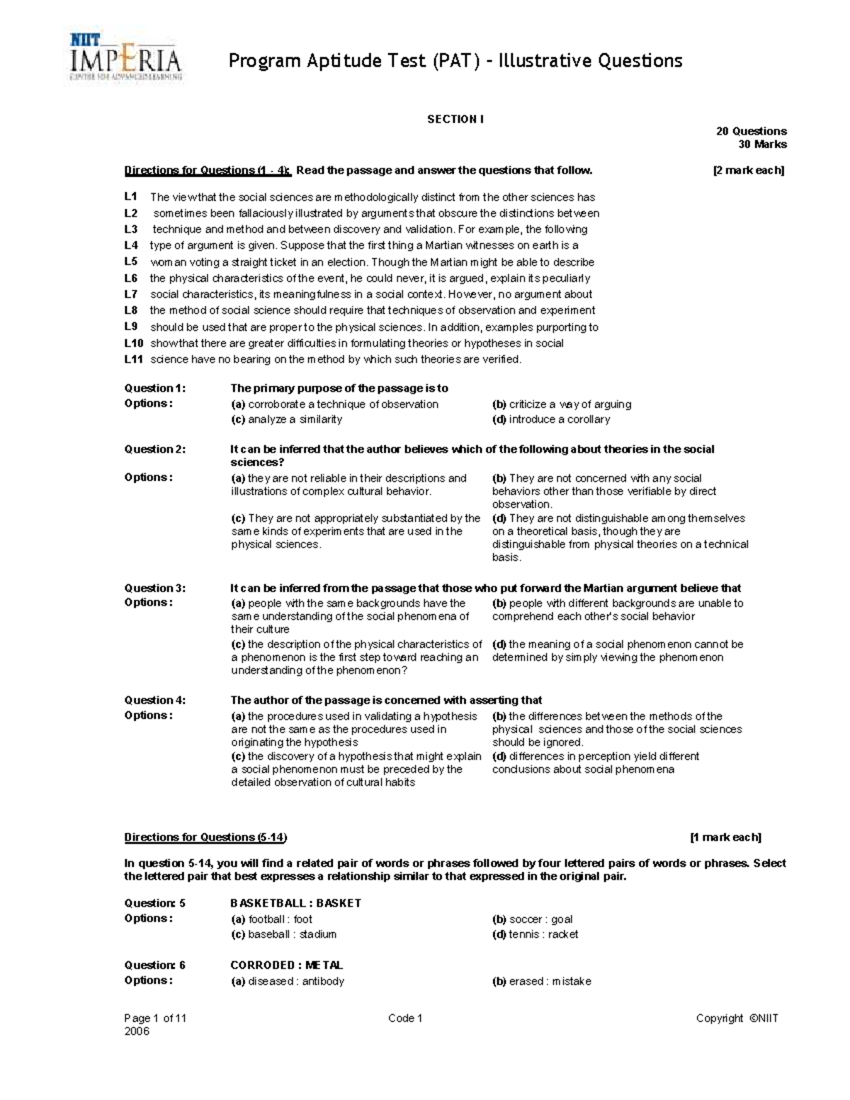 NIIT Aptitude Test Questions paper - - Studocu