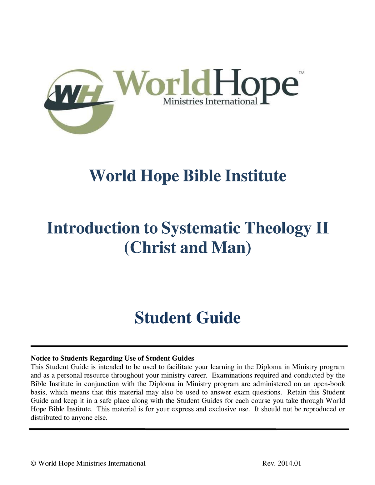 #7. Systematic Theology 2 Student Guide ENG(4) - World Hope Bible ...