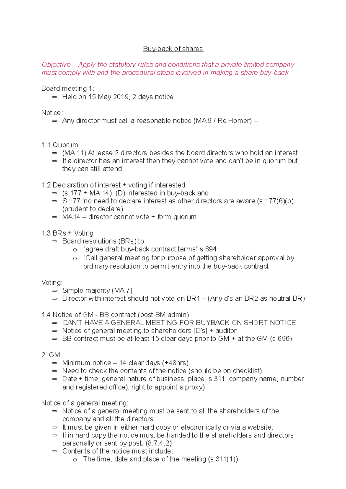 Buy Back Of Shares Planning Template Buy back Of Shares Objective 