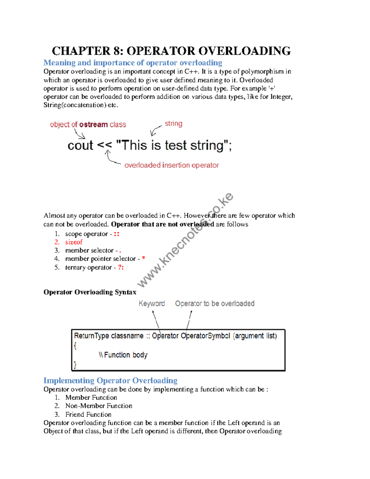 Operator- Overloading - CHAPTER 8: OPERATOR OVERLOADING Meaning