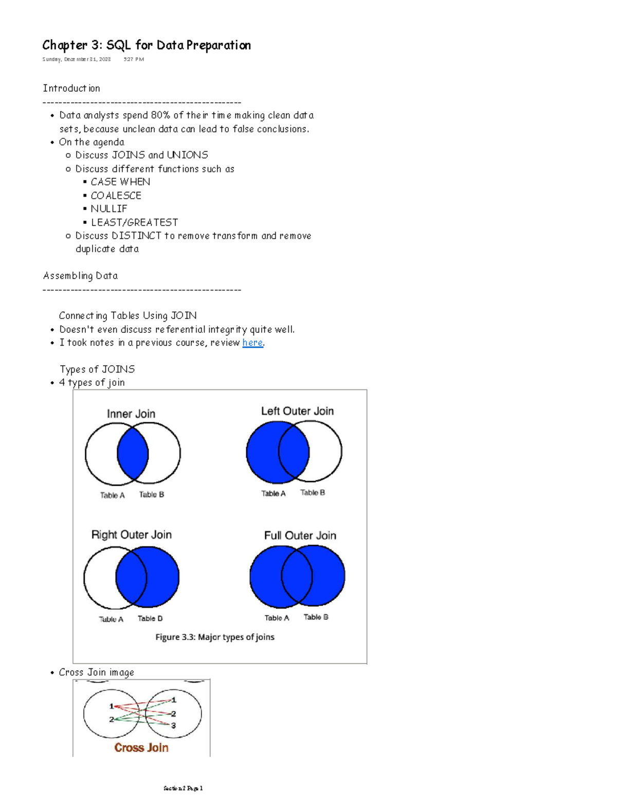 D191 Ch3Notes - Notes on chapter 3 in the course. - Introduction Data ...