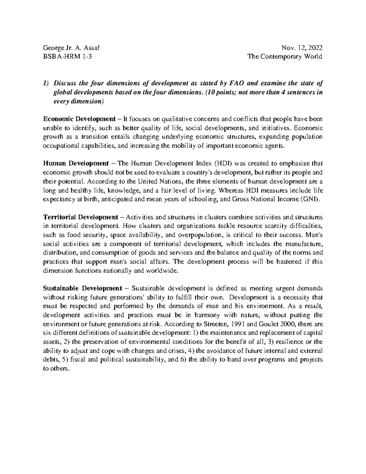 Assignment TCW-1 - George Jr. A. Assaf Nov. 12, 2022 BSBA-HRM 1-3 The ...