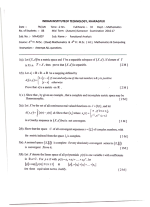 Pre-Midsem notes - Functional Analysis - Studocu