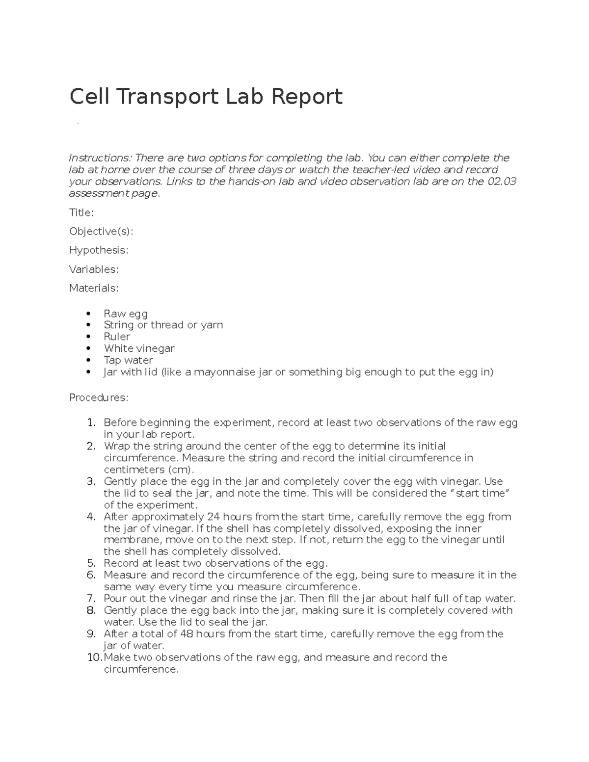 02 03 cell transport lab report 01 Cell Transport Lab Report