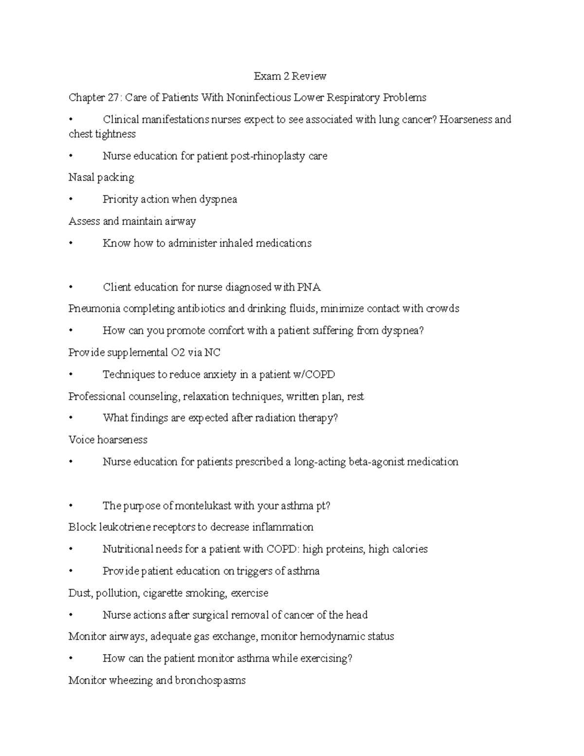 Exam 2 Review Notes Nur2759 Studocu