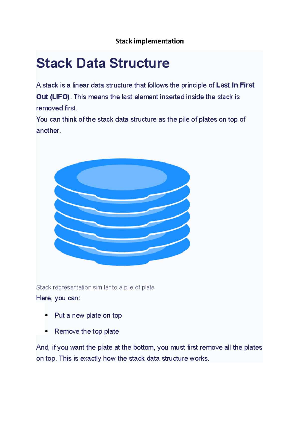 Lab Ds Odd Sem Stack Implementation Stack Data Structure A Stack Is A Linear Data Structure