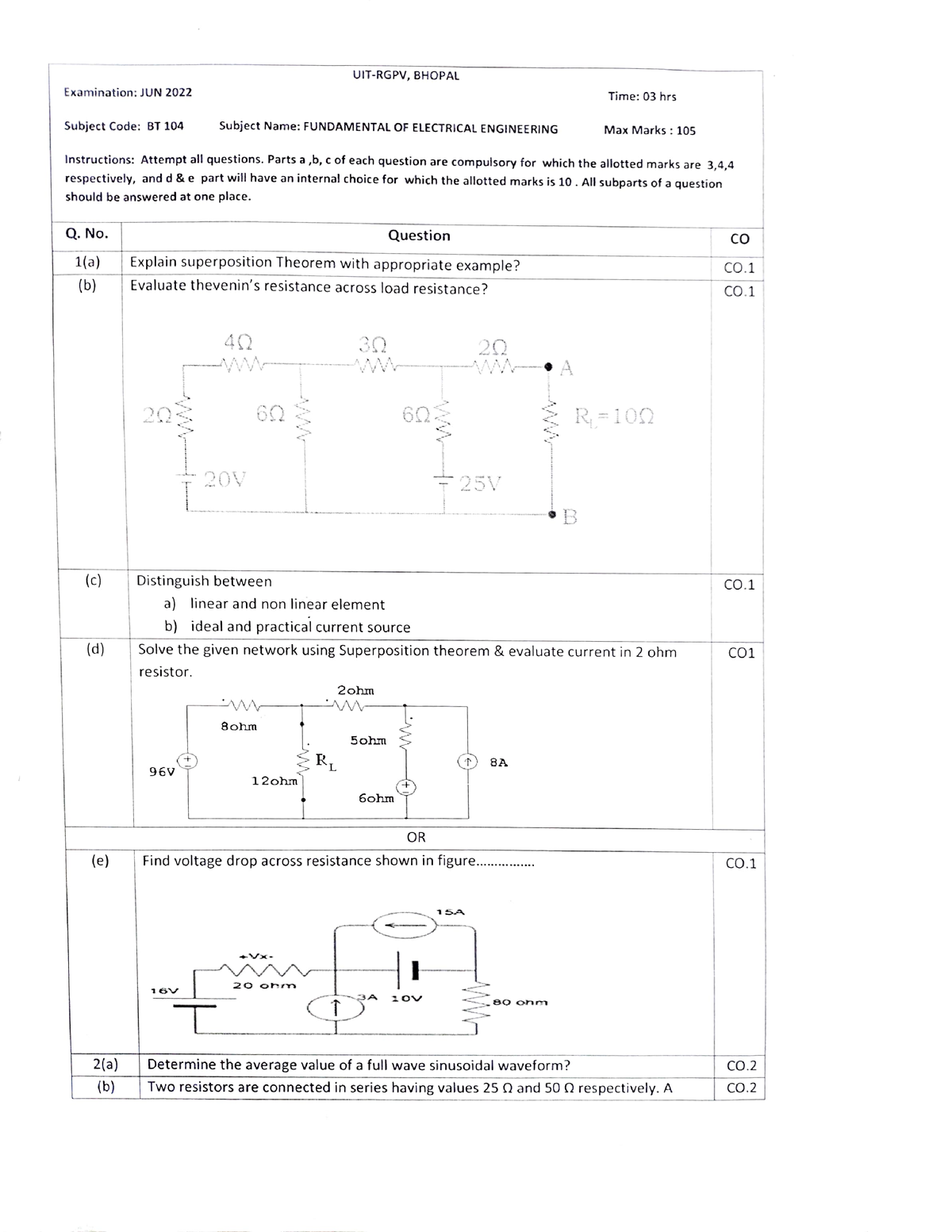 Fee 2022 Paper Rgpv - Basic Electrical And Electronics Engineering ...