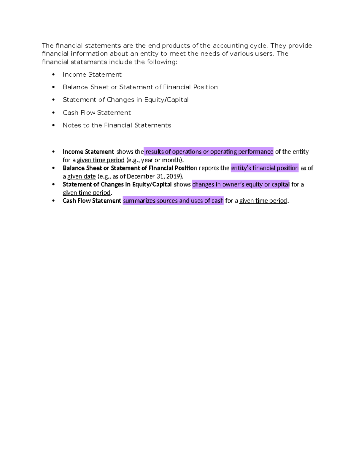 Financial statements - Notes - The financial statements are the end ...
