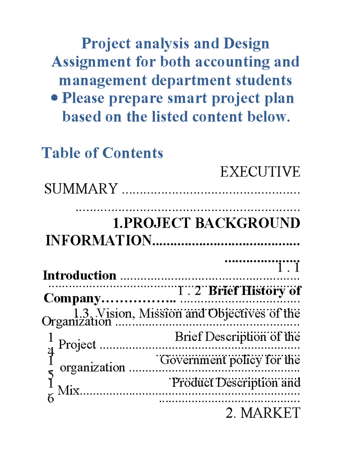 project analysis and evaluation assignment