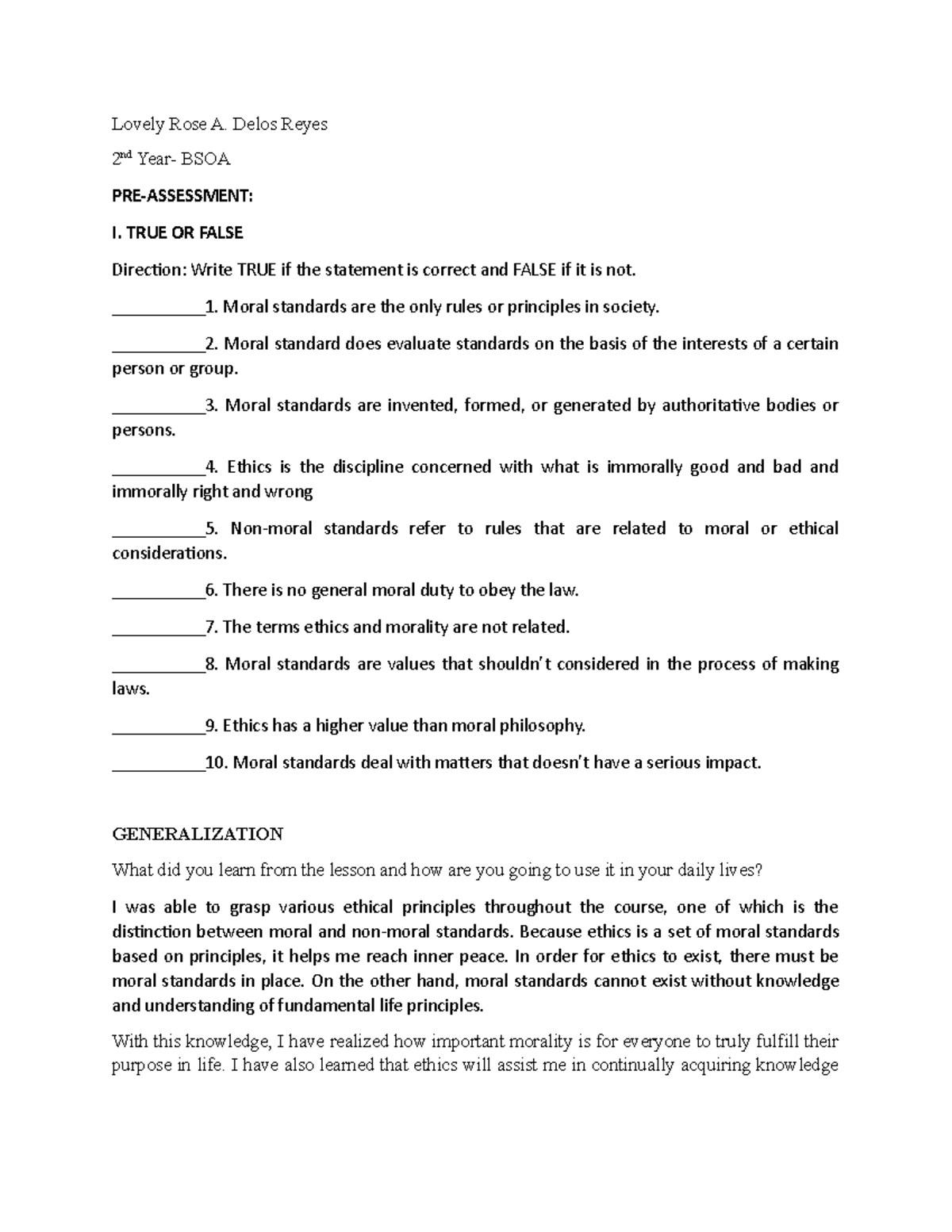 Lecture in Ethics-WPS Office - Education - Studocu