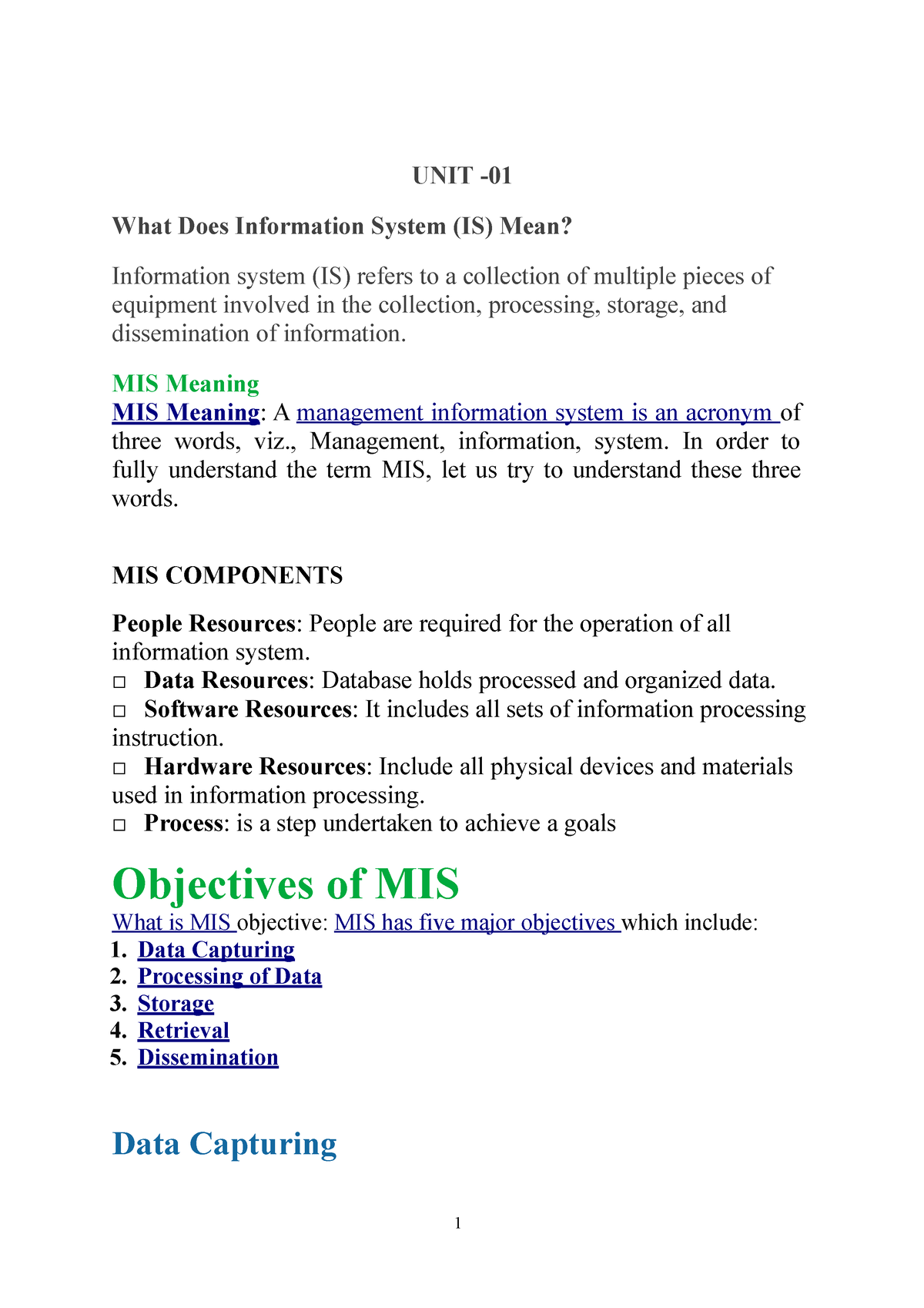 management information system example case study