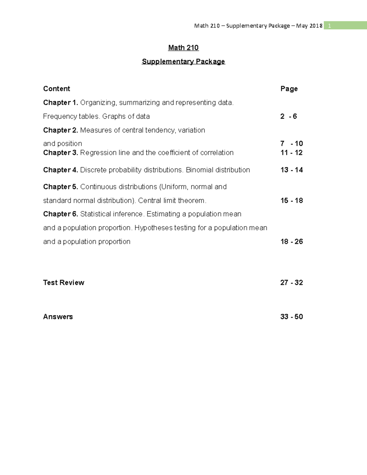 Math 210 - Supplemental for Statistics - Revised 2019 - Math 210 ...