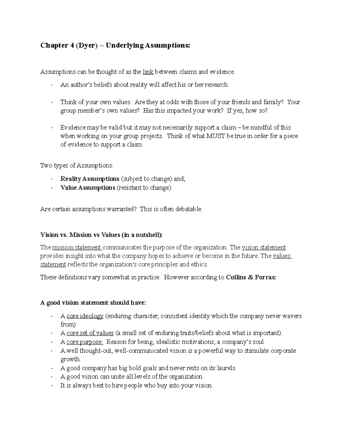 Chapter 4 about course. in book Underlying Assumptions - COMM 210 ...