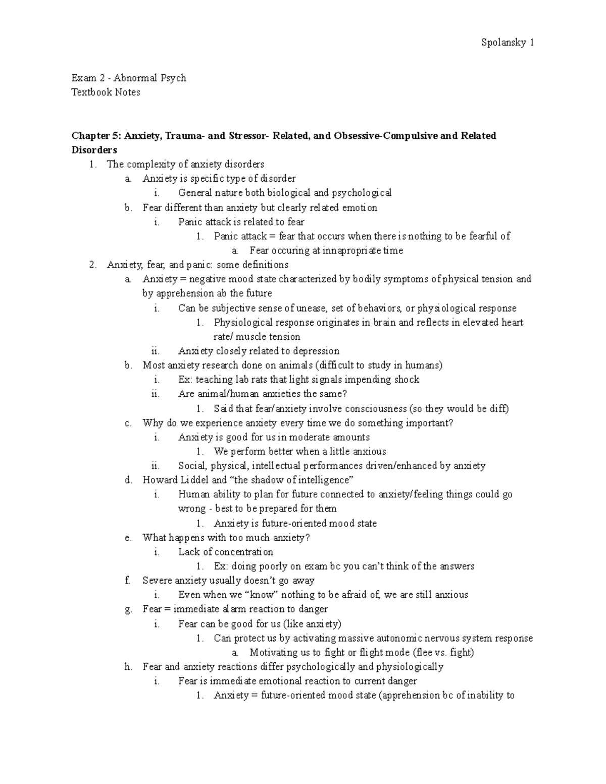 Exam 2 Txbk Notes Abnormal Psych - Exam 2 - Abnormal Psych Textbook ...