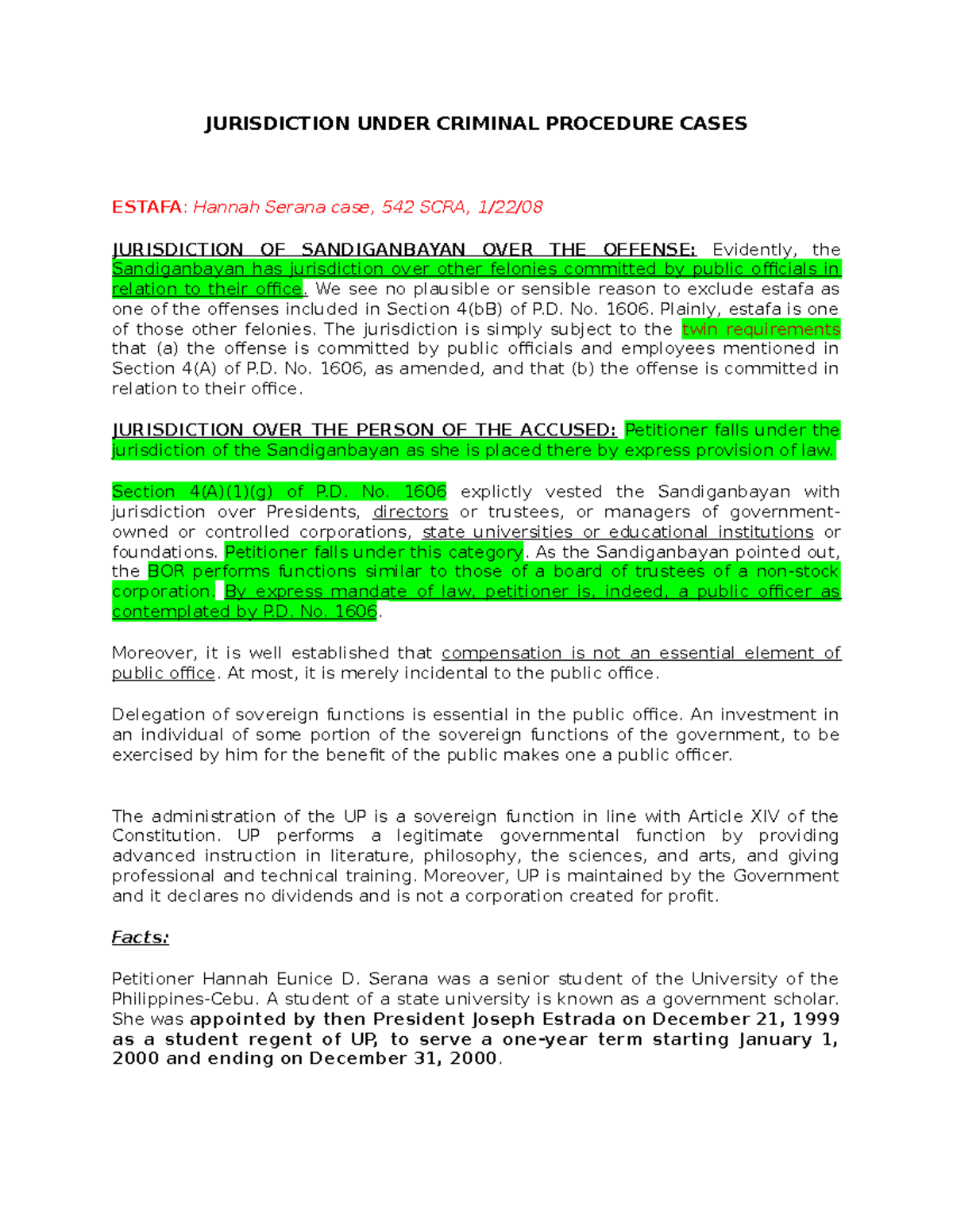 Jurisdiction Under Criminal Procedure Cases JURISDICTION UNDER