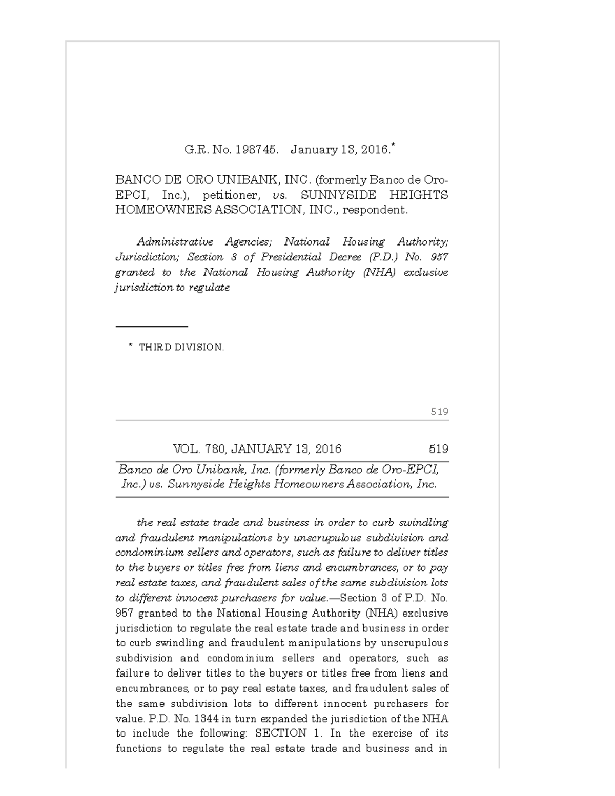 Banco de Oro Unibank, Inc. (formerly Banco de OroEPCI G. No. 198745