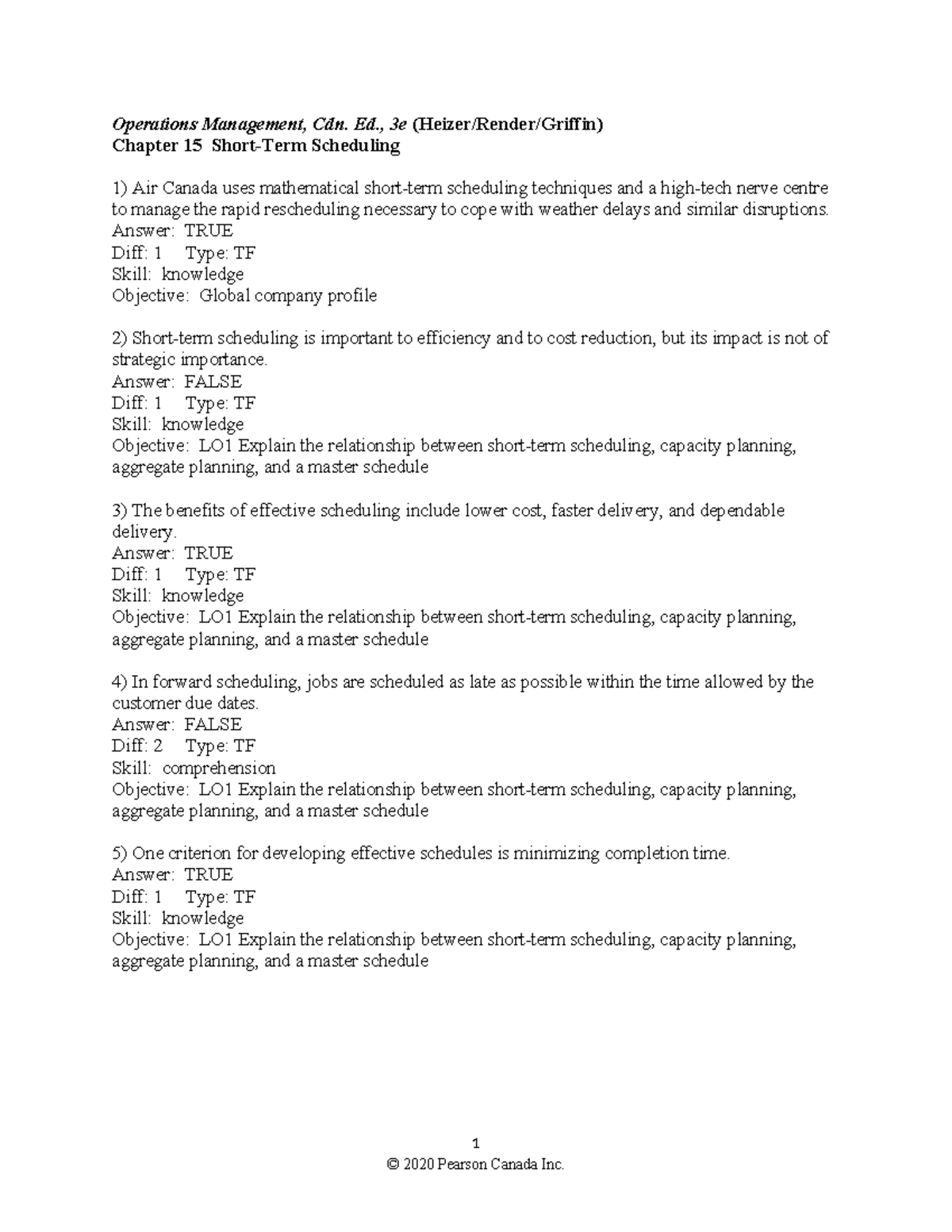 Chapter 15 - Operations Management, Cdn. Ed., 3e (Heizer/Render/Griffin ...