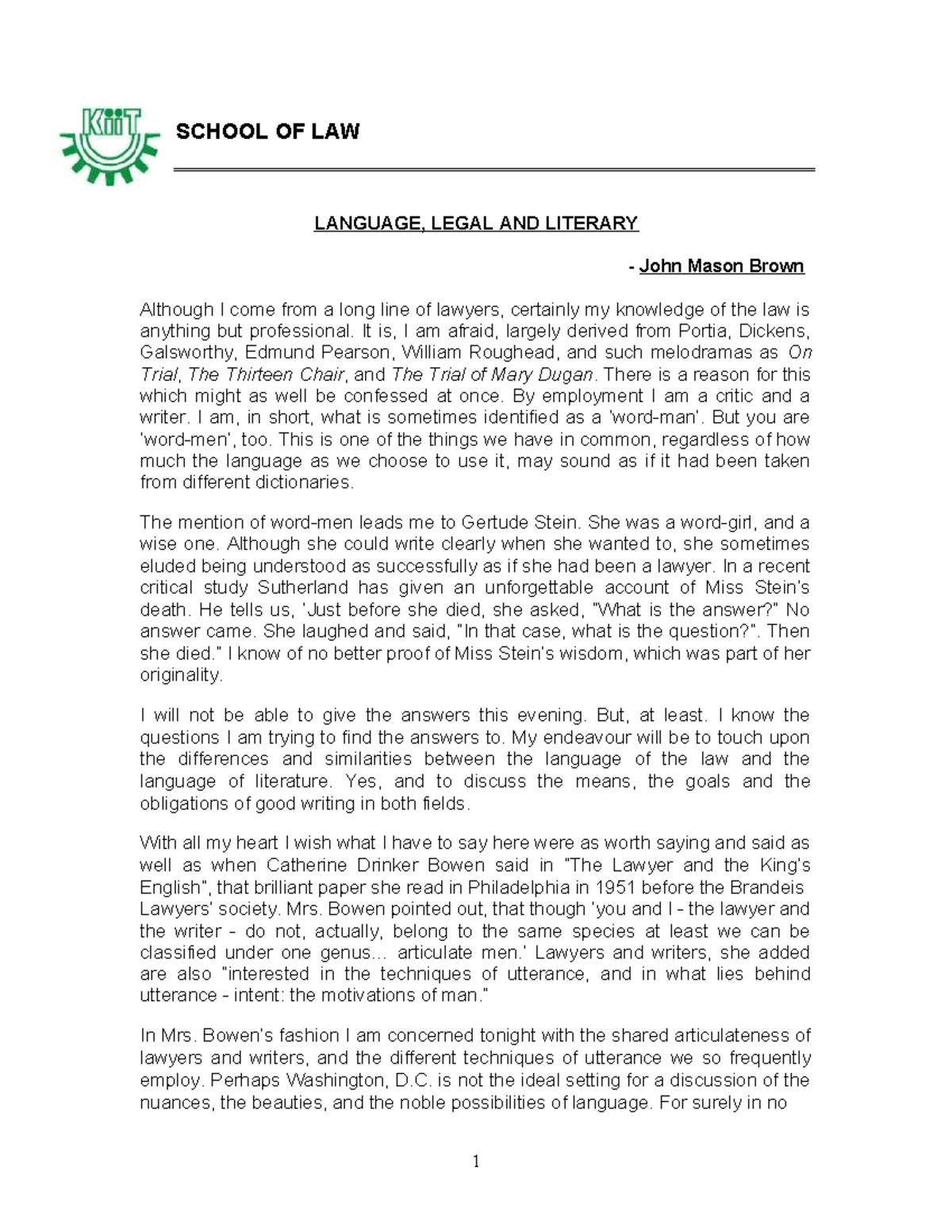 Language+ Legal+AND+ Literary+EX - SCHOOL OF LAW LANGUAGE, LEGAL AND ...