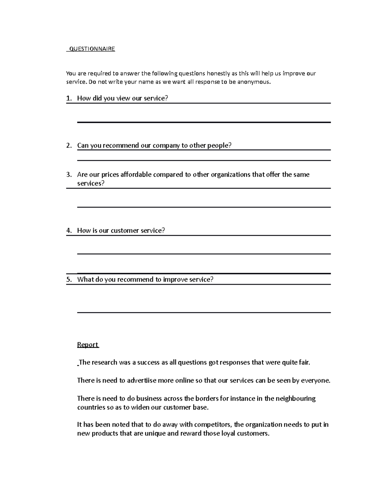 Task 27 - notes - QUESTIONNAIRE You are required to answer the ...