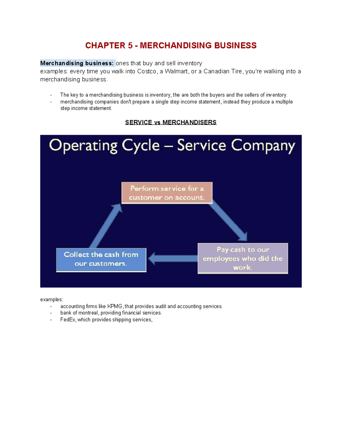 ACC notes CH 5-7 - CHAPTER 5 - MERCHANDISING BUSINESS Merchandising ...
