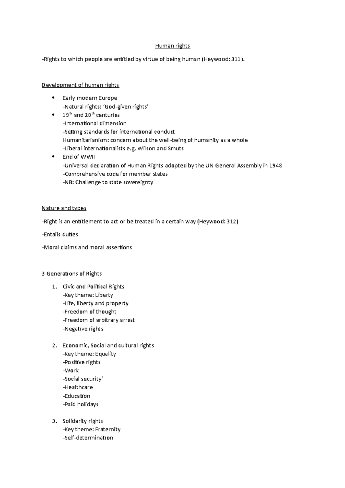 Human rights Lecture Notes - Human rights -Rights to which people are ...