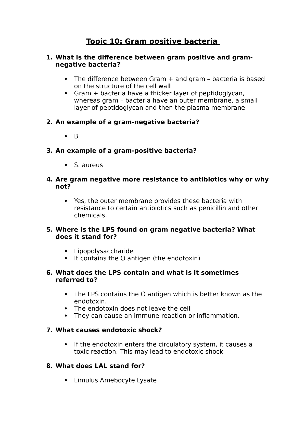 Topic 10 Bacteriology - Revision Notes For Final Exams. - Topic 10 ...