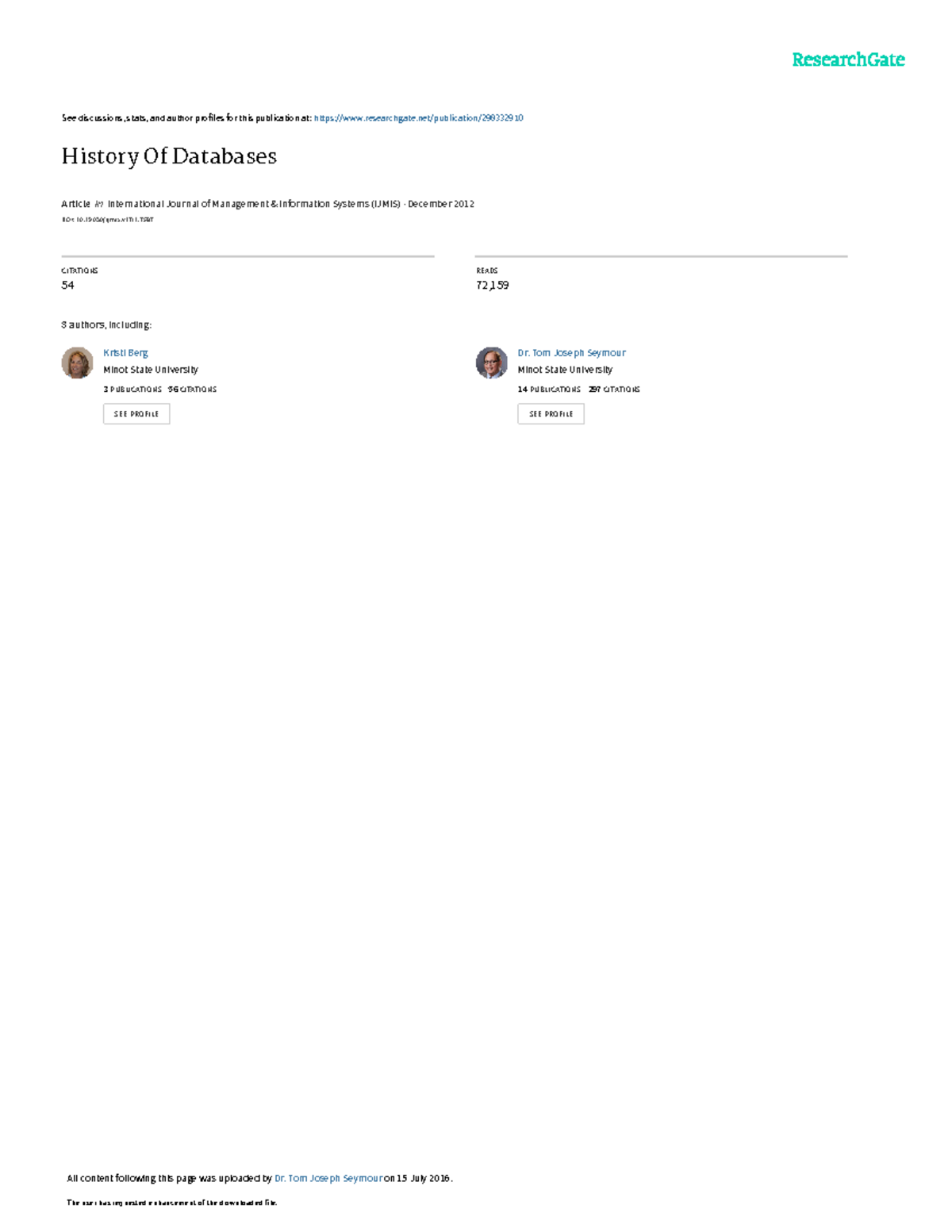 History Of Databases - See discussions, stats, and author profiles for ...