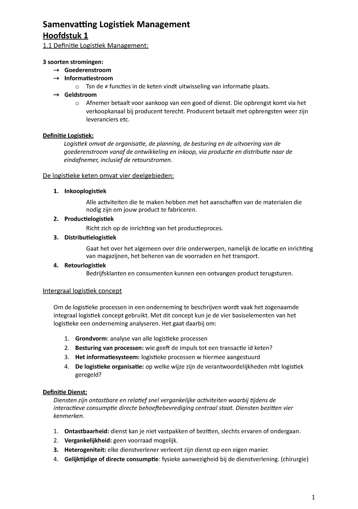 Samenvatting-Logistiek - Samenvatting Logistiek Management Hoofdstuk 1 ...