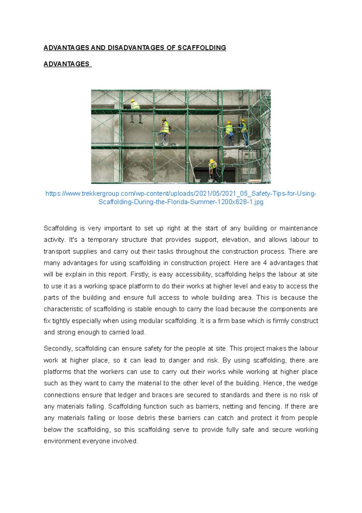 Advantages AND Disadvantages OF Scaffolding REV 1 ADVANTAGES AND