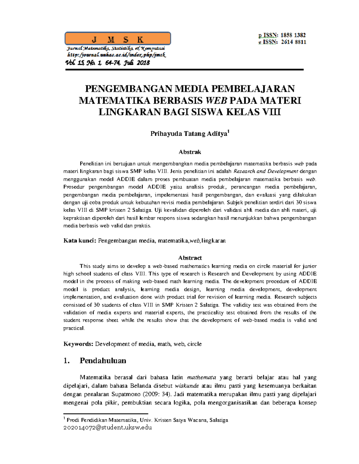 Pengembangan Media Pembelajaran Matematika Berbasis WEB PADA Materi ...