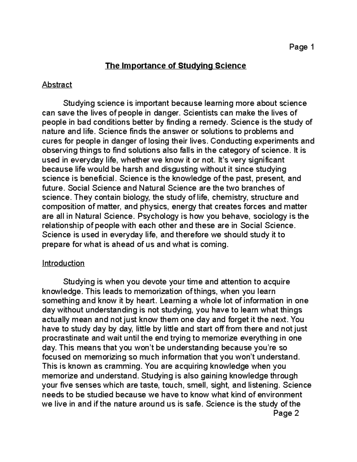 What Is The Importance Of Studying Science